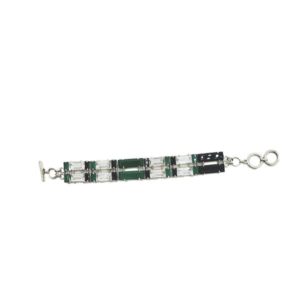 Nicky Butler Deco Toggle Bracelet Green Chalcedony .925 Sterling Silver New - Picture 6 of 14